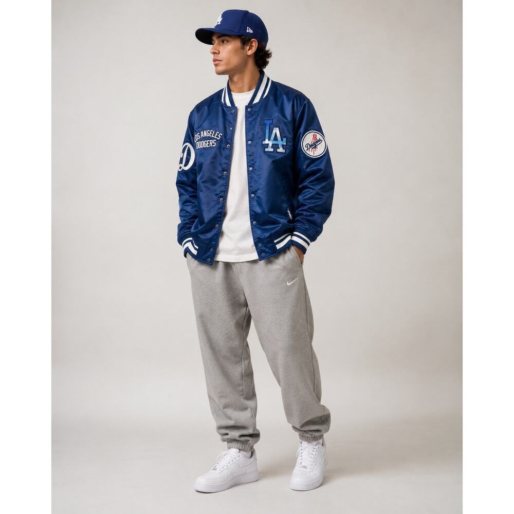 Pro Standard Los Angeles Dodgers Blue Satin Jacket Patch Emboidered Sporty XL